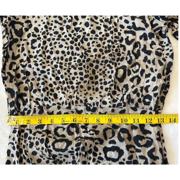 Zara Dress Women's Size XS 3/4 Sleeve Leopard Print Mini Wrap Front - Picture 3 of 9